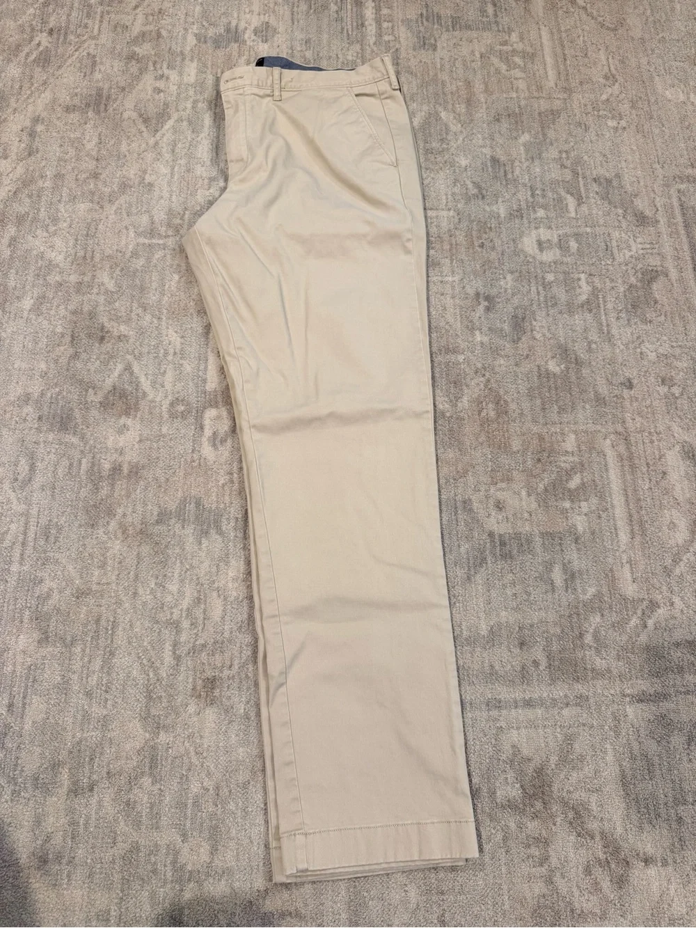 J. Crew Beige Slim Trousers with Blue Waistband Detail